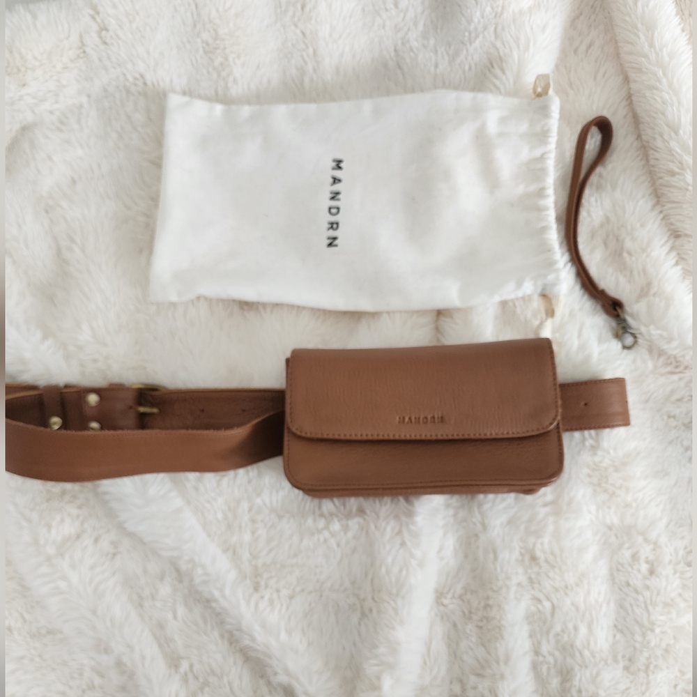 MANDRN Brown Leather Belt Bag/Wristlet